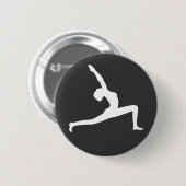 Yoga White Silhouette Woman Posing Round Button (Voorkant /achterkant)