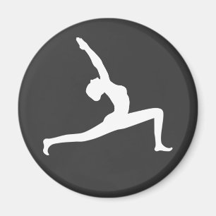 Yoga White Silhouette Woman Posing Round Magnets