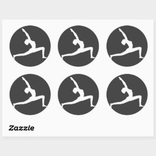 Yoga Witte Silhouet Vrouw Posing Ronde Sticker
