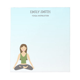 Yoga Woman in Lotus Pose and Yoga Instructor Text Notitieblok