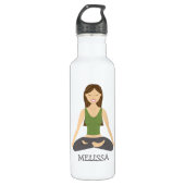Yoga Woman in Lotus Pose met aangepaste naam Waterfles (Voorkant)