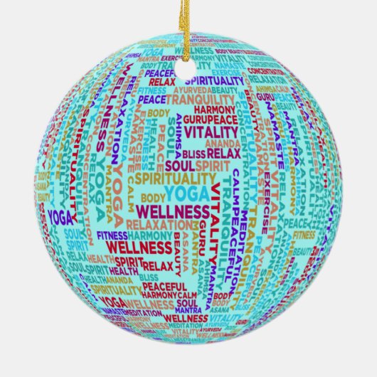 Yoga Word Cloud Ceramic Ornament (Achterkant)