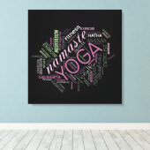 Yoga Word Cloud Plum/Green ID254 Canvas Afdruk (Insitu (Houten vloer))