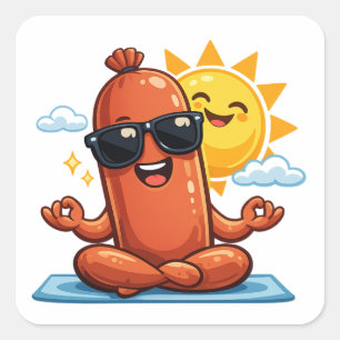 Yoga Worstje Vierkante Sticker
