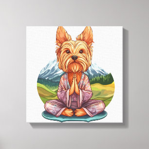 Yoga Yorkie � Grappige Mediterende Hond Canvas Afdruk