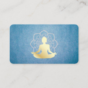 Yoga Zittende Lotus Leren Mandala Patroon Visitekaartje