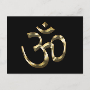 Yoga zwart goud metallic Om hindoe boeddhistisch s Briefkaart