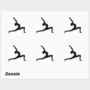 Yoga Zwart Silhouet Vrouw Posing Ronde Stickers