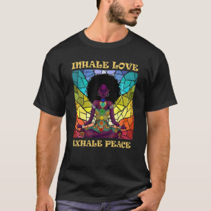Yoga Zwarte Meisje Mediterend Hippie Inademen Lief T-shirt