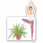 Yogaboom pose plant in pot doorzichtige sticker (Voorkant)