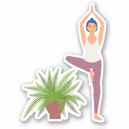 Yogaboom pose plant in pot doorzichtige sticker (Voorkant)