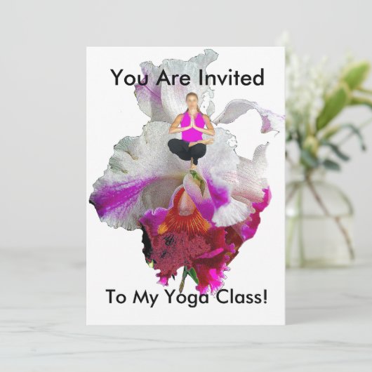 YOGALES UITNODIGING - YOGA HOUDING OP ORCHIDEE (Staand voorkant)