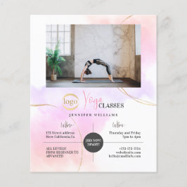 Yogalessen Foto Logo Waterverf Roze Goud Chic Flyer
