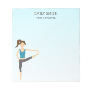 Yogameisje in hand tot teen Yoga-instructeur Notitieblok