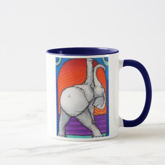 Yogaphant 2 Blue Handled Ringer Mok (Rechts)