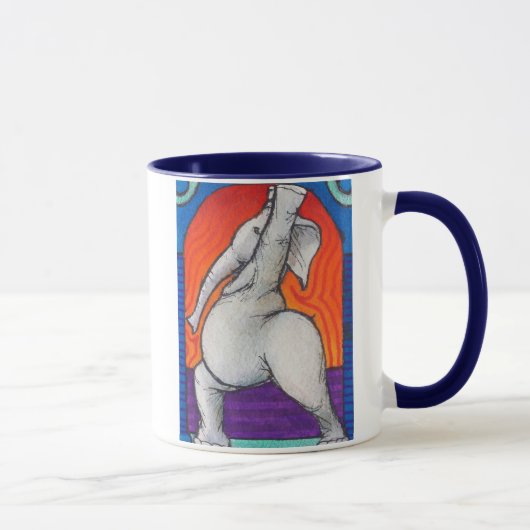 Yogaphant 4 Blue Handled Ringer Mok (Rechts)