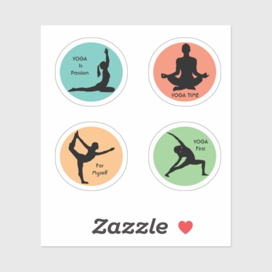 yogaposes, op maat gesneden vinyl Sticker (Vel)