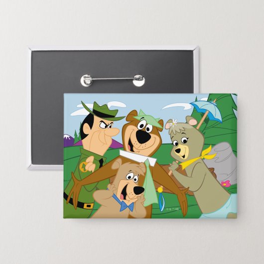 Yogi Beer en Vrienden Framed Forest Afbeelding Button (Voorkant / Achterkant)