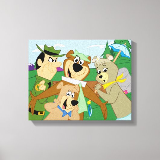 Yogi Beer en Vrienden Framed Forest Afbeelding Canvas Afdruk (Voorkant)