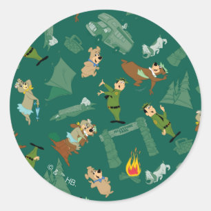 Yogi Beer en vrienden Jellystone Park Camp Pattern Ronde Sticker