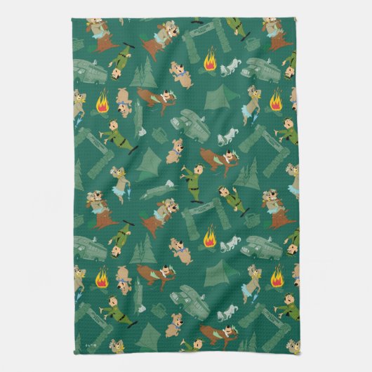 Yogi Beer en vrienden Jellystone Park Camp Pattern Theedoek (Verticaal)