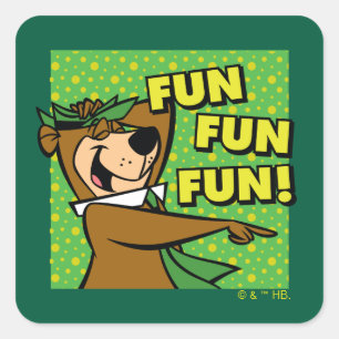 Yogi Beer Fun Fun Fun Vierkante Sticker