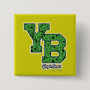 Yogi Beer met patroon Varsity Letters Vierkante Button 5,1 Cm