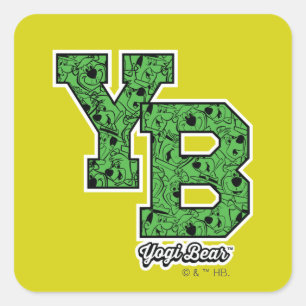 Yogi Beer met patroon Varsity Letters Vierkante Sticker