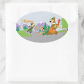 Yogi Beer's grote picknickmand ontsnapping Ovale Sticker (Tas)