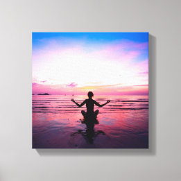 yogi op roze, yoga chakra, hart chakra's, genezers canvas afdruk