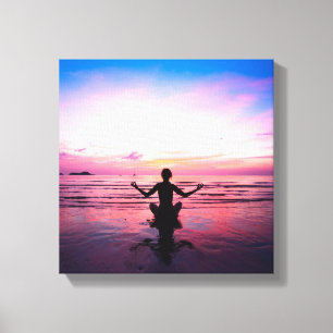 yogi op roze, yogachakra, hartchakras, genezers canvas afdruk