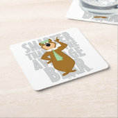 Yogi "Slimmer dan het gemiddelde Beer" Vierkante Kartonnen Onderzetter (Schuin)