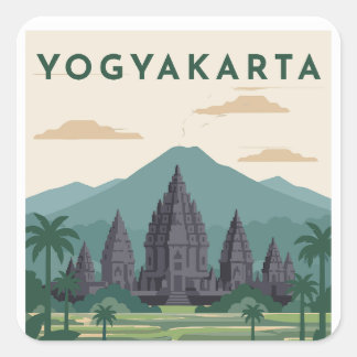 Yogyakarta Indonesië Reisposter Vierkante Sticker