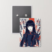 Yokai and protective talismans depicted in a Japan Button (Voorkant / Achterkant)