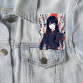 Yokai and protective talismans depicted in a Japan Button (Insitu)