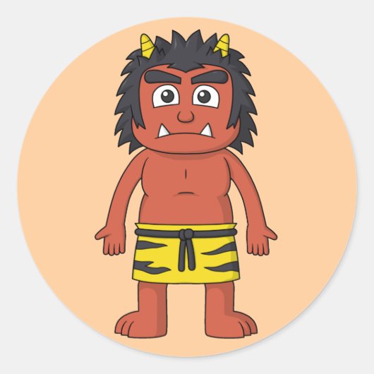 Yokai Oni (Ogre) Ronde Sticker (Voorkant)