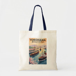 Yokohama Japan Illustratie Reis Kunst Vintage Tote Bag