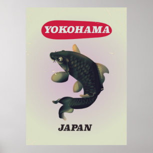 Yokohama Japan vintage style travel poster