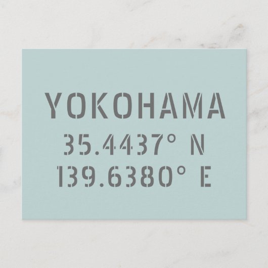 Yokohama Latitude & lengte Briefkaart (Voorkant)