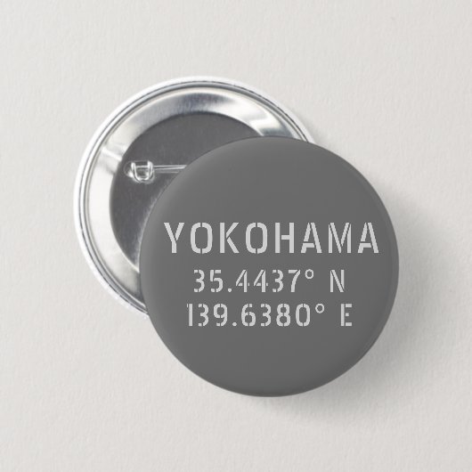 Yokohama Latitude & lengte Ronde Button 5,7 Cm (Voorkant /achterkant)