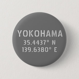 Yokohama Latitude & lengte Ronde Button 5,7 Cm