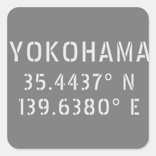 Yokohama Latitude & lengte Vierkante Sticker (Voorkant)