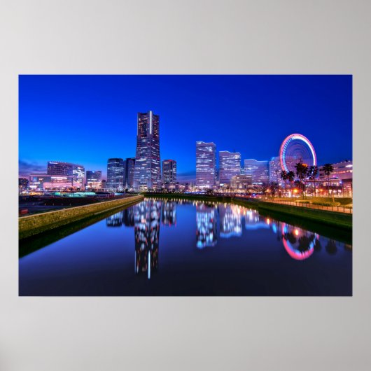 Yokohama Skyline in Dusk Poster (Voorkant)