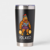 Yolked Hen – Funny Strong Chicken Kettlebell Gym Geïsoleerde Drinkbeker (Voorkant)