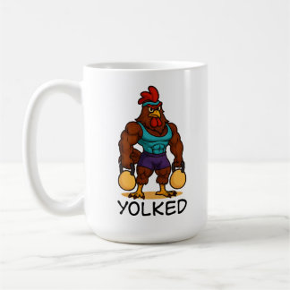 Yolked Rooster – Funny Strong Chicken Kettlebell Koffiemok