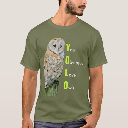 YOLO Barn owl waterverf T-shirt (Voorkant)