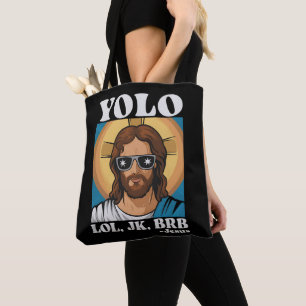 YOLO LOL JK BRB Jezus Grappig Pasen Draagtas