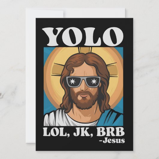 YOLO LOL JK BRB Jezus Grappig Pasen Kaart (Voorkant)