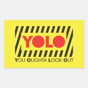 YOLO met rode waarschuwing Rechthoekige Sticker