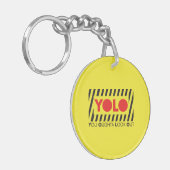 YOLO met rode waarschuwing Sleutelhanger (Voorkant Links)